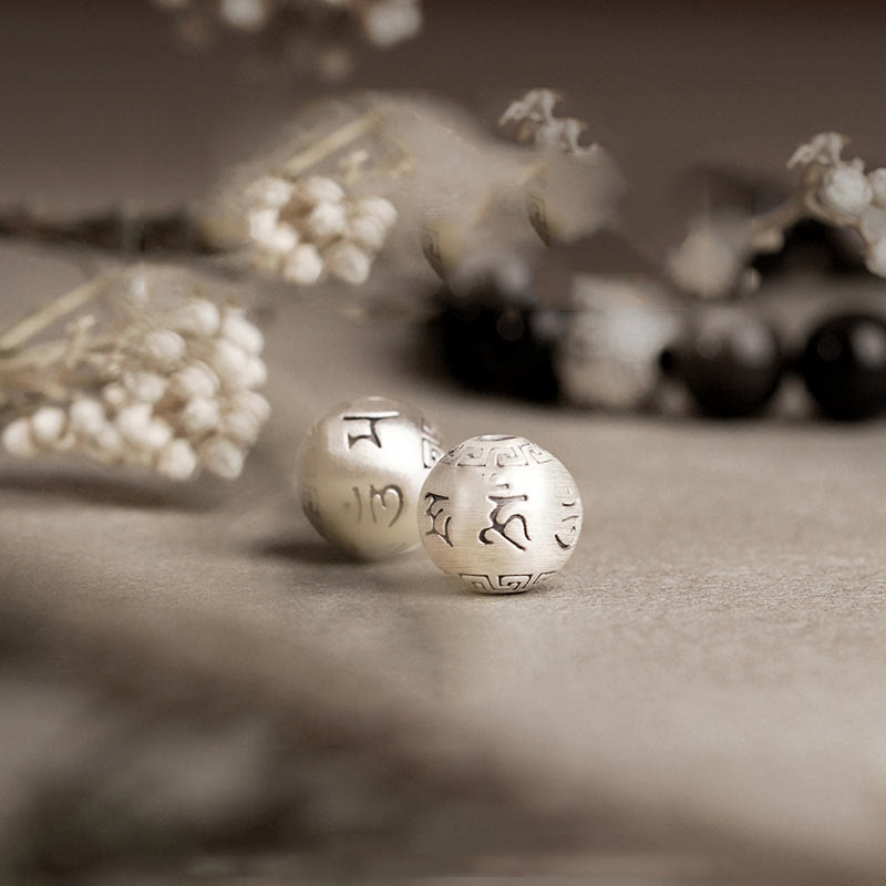 Bransoletka ochronna z Buddha Stones Natural Silver Sheen Om Mani Padme Hum