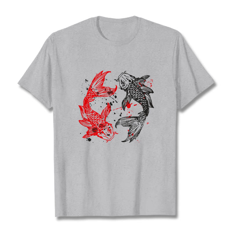 Koszulka z nadrukiem Buddha Stones Red Black Koi Fish - Jasnoszary - 2XL - image 20