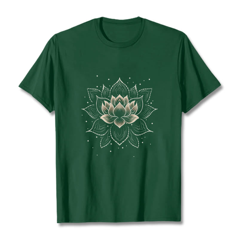 Koszulka z nadrukiem Buddha Stones Złoty Lotos Kwiat T-shirt - ForestGreen - 2XL - image 11