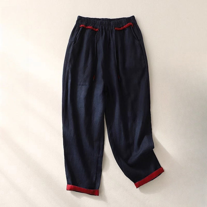 Spodnie damskie Buddha Stones Commute Color Contrast ze ściągaczem, długość 7-8, z kieszeniami - MidnightBlue - US14, UK/AU18, EU46 (4XL) - image 22