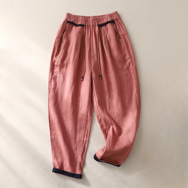 Spodnie damskie Buddha Stones Commute Color Contrast ze ściągaczem, długość 7-8, z kieszeniami - Bladofioletowoczerwony - US14, UK/AU18, EU46 (4XL) - image 0