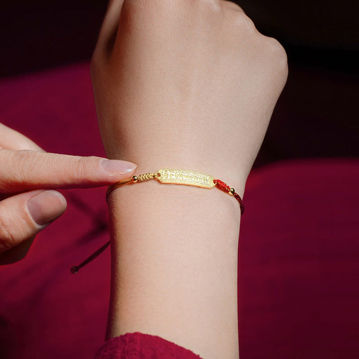 Buddha Stones 14K pozłacana miedź amulet ochrona czerwona złota bransoletka sznurkowa