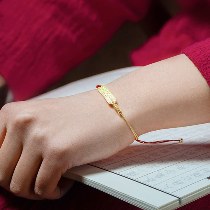 Buddha Stones 14K pozłacana miedź amulet ochrona czerwona złota bransoletka sznurkowa