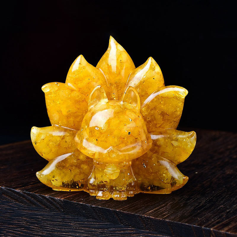 Buddha Stones Małe Różnorodne Kamień Różowy Kryształ Cytryn Ametyst Dziewięcioogonowy Lis Ciepło Dekoracja Domu