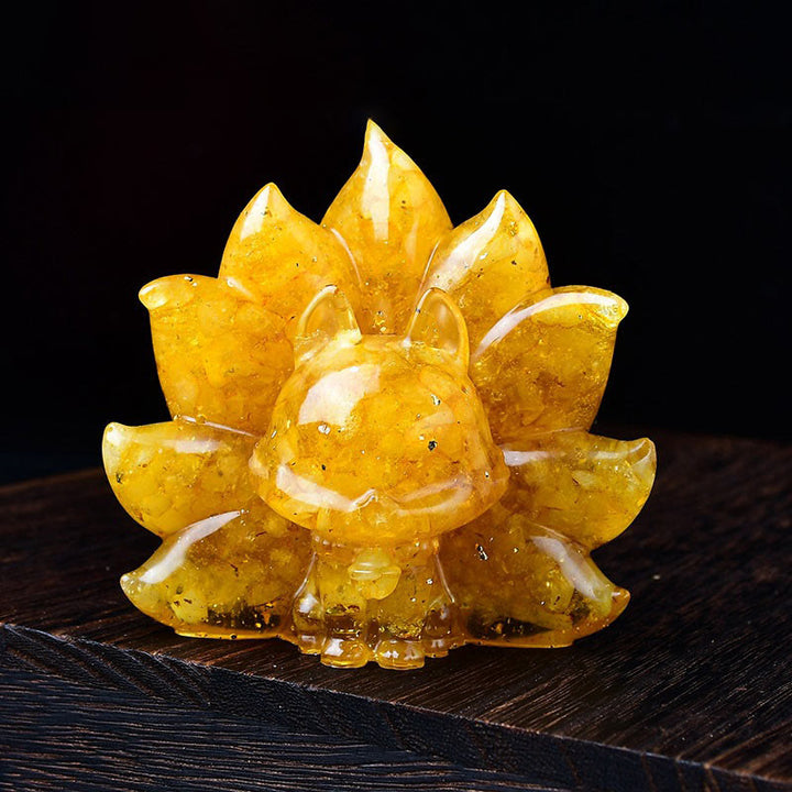 Buddha Stones Małe Różnorodne Kamień Różowy Kryształ Cytryn Ametyst Dziewięcioogonowy Lis Ciepło Dekoracja Domu