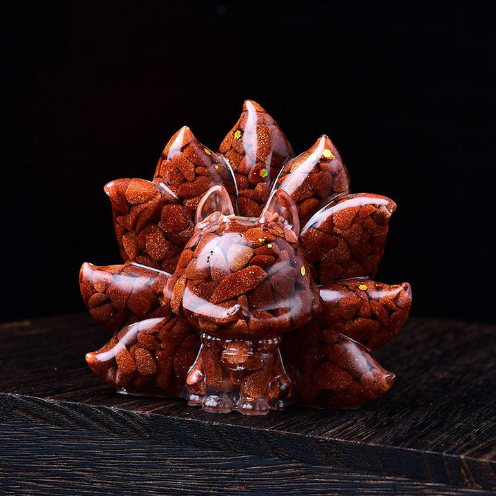 Buddha Stones Małe Różnorodne Kamień Różowy Kryształ Cytryn Ametyst Dziewięcioogonowy Lis Ciepło Dekoracja Domu