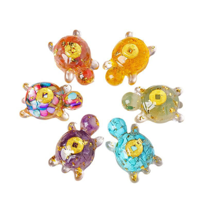 Buddha Stones Małe Różnorodne Kryształowe Zielone Awenturyny Ametystowe Żółwie Miedziane Monety Szczęście Dekoracja Domu