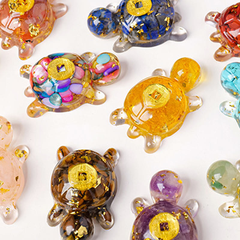 Buddha Stones Małe Różnorodne Kryształowe Zielone Awenturyny Ametystowe Żółwie Miedziane Monety Szczęście Dekoracja Domu