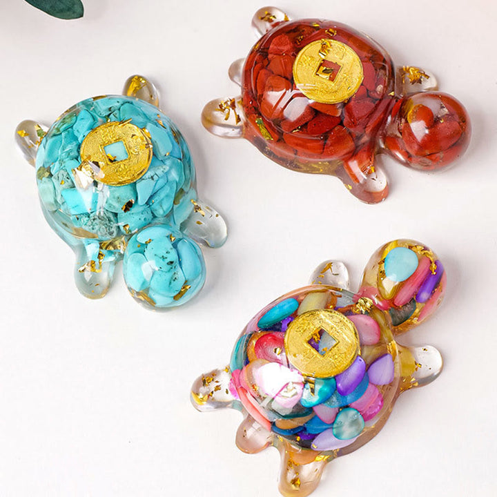 Buddha Stones Małe Różnorodne Kryształowe Zielone Awenturyny Ametystowe Żółwie Miedziane Monety Szczęście Dekoracja Domu