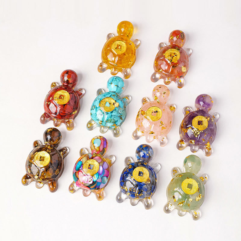 Buddha Stones Małe Różnorodne Kryształowe Zielone Awenturyny Ametystowe Żółwie Miedziane Monety Szczęście Dekoracja Domu