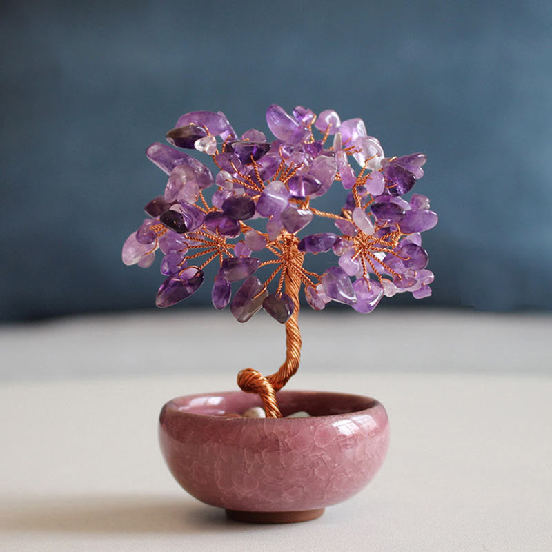 Buddha Stones Różne Kryształy Cytryn Ametyst Zielony Awenturyn Drzewo Dobrobyt Dekoracja Domu