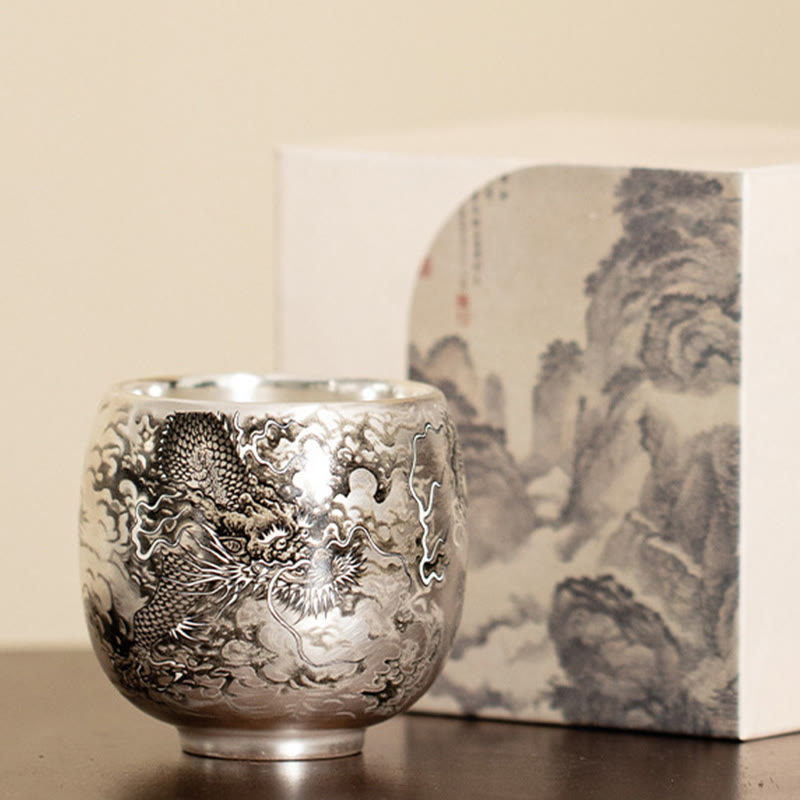 Buddha Stones Ryby Lotos Wodorosty Dolina Góry Sosna Smok Filiżanka Kung Fu Filiżanka do herbaty z pudełkiem prezentowym