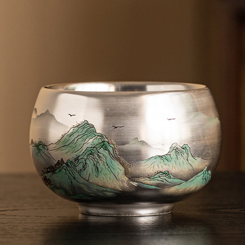 Buddha Stones Ryby Lotos Wodorosty Dolina Góry Sosna Smok Filiżanka Kung Fu Filiżanka do herbaty z pudełkiem prezentowym