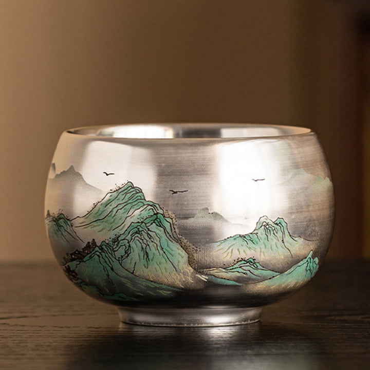 Buddha Stones Ryby Lotos Wodorosty Dolina Góry Sosna Smok Filiżanka Kung Fu Filiżanka do herbaty z pudełkiem prezentowym