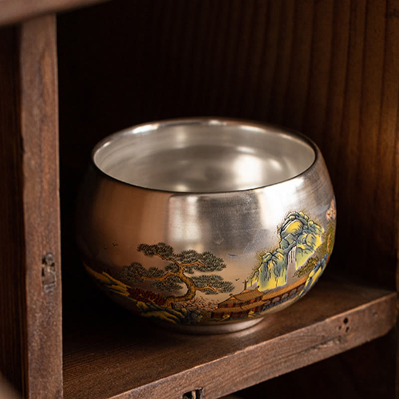 Buddha Stones Ryby Lotos Wodorosty Dolina Góry Sosna Smok Filiżanka Kung Fu Filiżanka do herbaty z pudełkiem prezentowym