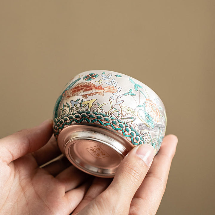 Buddha Stones Ryby Lotos Wodorosty Dolina Góry Sosna Smok Filiżanka Kung Fu Filiżanka do herbaty z pudełkiem prezentowym