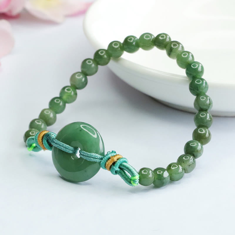 Bransoletka z jadeitu z Buddha Stones i klamrą pokoju, dobrobytu