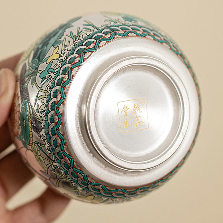 Buddha Stones Ryby Lotos Wodorosty Dolina Góry Sosna Smok Filiżanka Kung Fu Filiżanka do herbaty z pudełkiem prezentowym