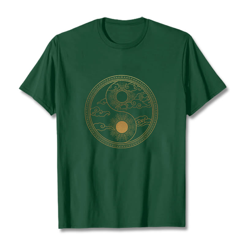 Koszulka z nadrukiem Buddha Stones Yin Yang Sun Uspicious Clouds - ForestGreen - 2XL - image 6