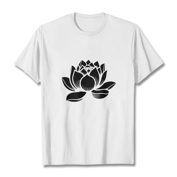 Koszulka z nadrukiem Buddha Stones Lotosu Kwiat T-shirt - Biały - 2XL - image 8
