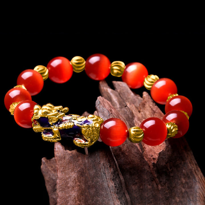 Bransoletka wspierająca PiXiu z Buddha Stones, zmieniająca kolor kociego oka