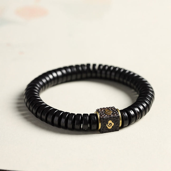 Buddha Stones Tybetańskie Skorupki Kokosa Pomyślne Chmury Pozytywna Bransoletka