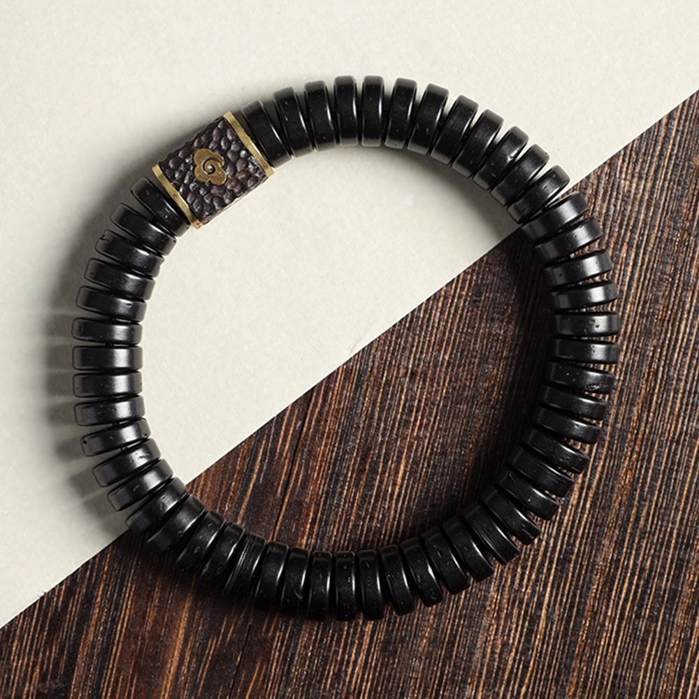 Buddha Stones Tybetańskie Skorupki Kokosa Pomyślne Chmury Pozytywna Bransoletka