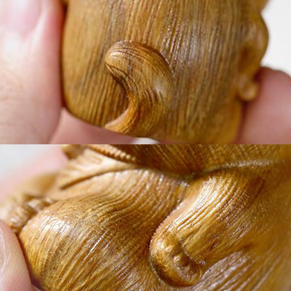 Buddha Stones Małe Mini Zielone Drzewo Sandałowe Szczęśliwy Kot Rzeźbione Uspokajające Dekoracje - image 12