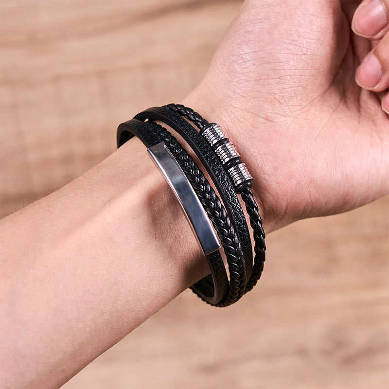 Bransoletka wzmacniająca z Buddha Stones , tytanową stalową skórą, tkaną ręcznie, magnetyczną klamrą