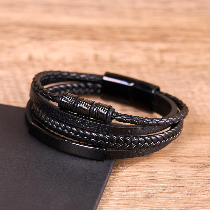 Bransoletka wzmacniająca z Buddha Stones , tytanową stalową skórą, tkaną ręcznie, magnetyczną klamrą