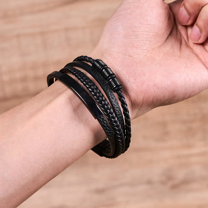 Bransoletka wzmacniająca z Buddha Stones , tytanową stalową skórą, tkaną ręcznie, magnetyczną klamrą