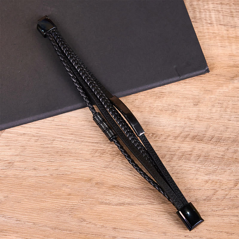 Bransoletka wzmacniająca z Buddha Stones , tytanową stalową skórą, tkaną ręcznie, magnetyczną klamrą