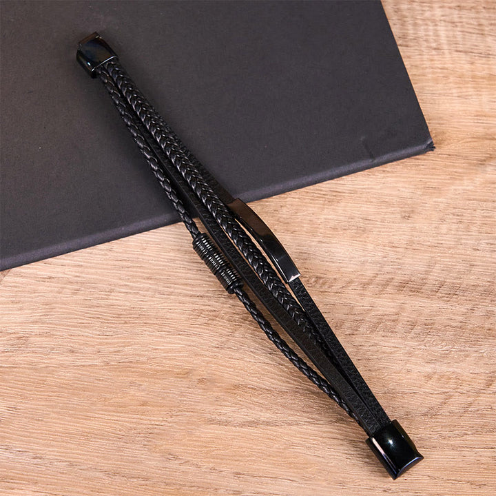 Bransoletka wzmacniająca z Buddha Stones , tytanową stalową skórą, tkaną ręcznie, magnetyczną klamrą