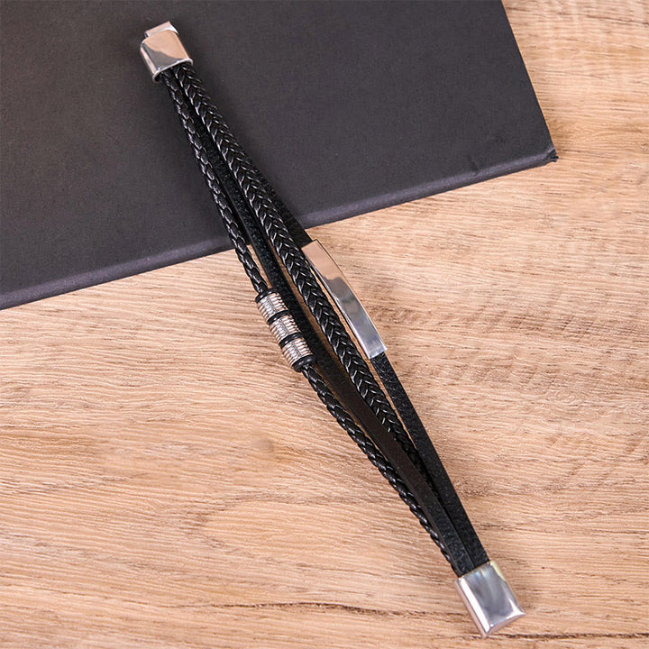 Bransoletka wzmacniająca z Buddha Stones , tytanową stalową skórą, tkaną ręcznie, magnetyczną klamrą