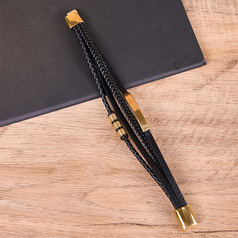 Bransoletka wzmacniająca z Buddha Stones , tytanową stalową skórą, tkaną ręcznie, magnetyczną klamrą