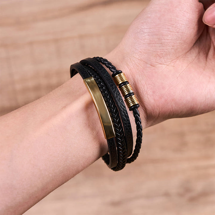 Bransoletka wzmacniająca z Buddha Stones , tytanową stalową skórą, tkaną ręcznie, magnetyczną klamrą