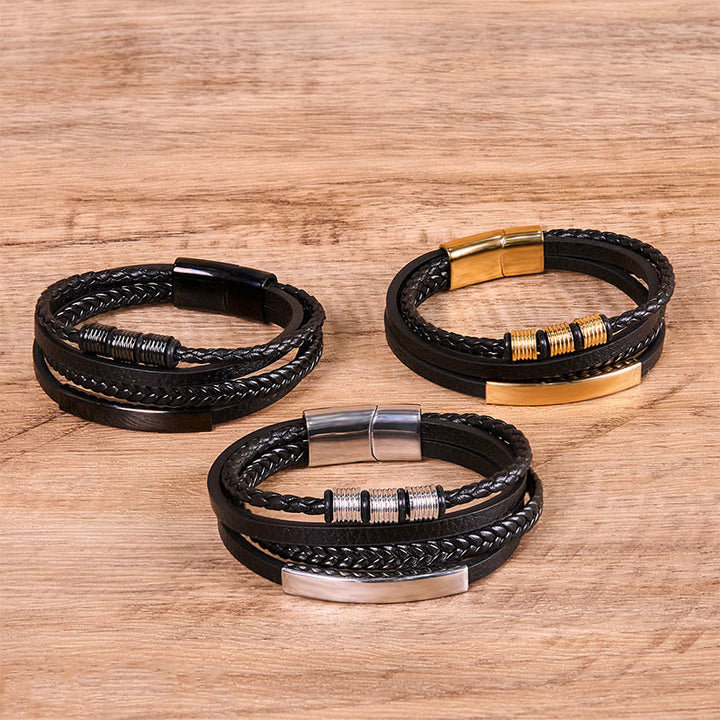 Bransoletka wzmacniająca z Buddha Stones , tytanową stalową skórą, tkaną ręcznie, magnetyczną klamrą