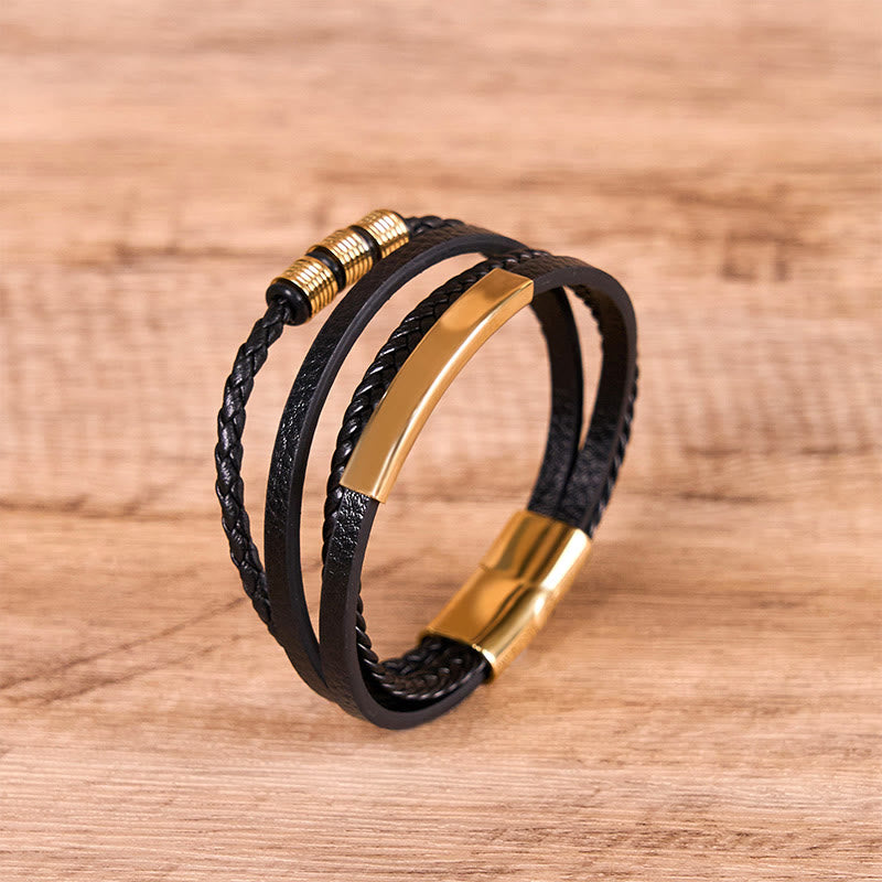 Bransoletka wzmacniająca z Buddha Stones , tytanową stalową skórą, tkaną ręcznie, magnetyczną klamrą