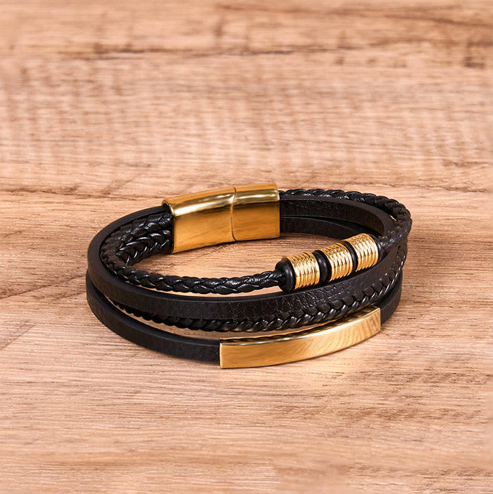 Bransoletka wzmacniająca z Buddha Stones , tytanową stalową skórą, tkaną ręcznie, magnetyczną klamrą