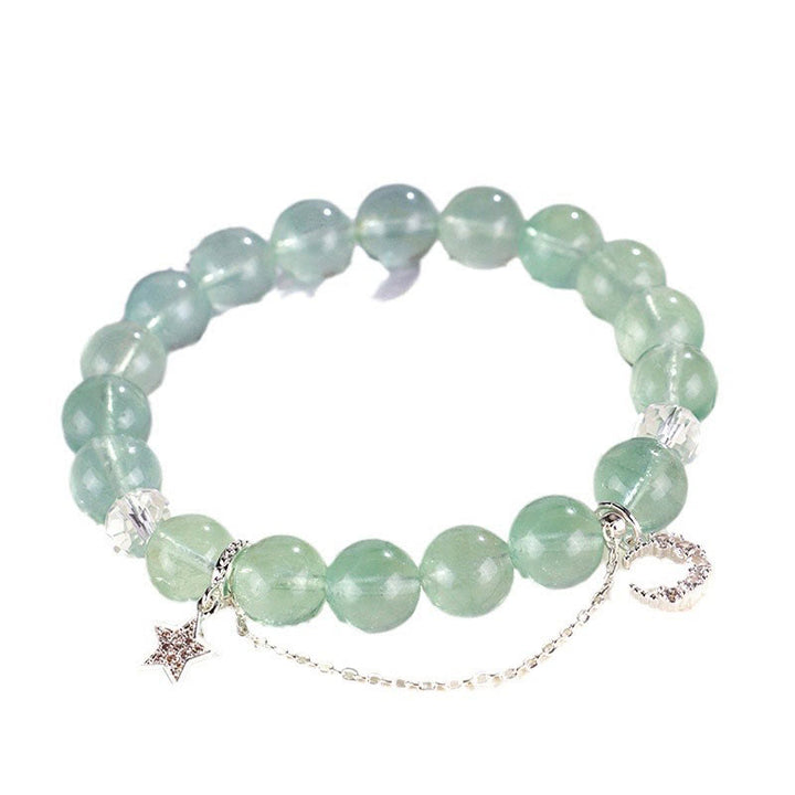 Bransoletka Buddha Stones Zielone Koraliki Fluorytu Gwiazda Księżyca Pokoju