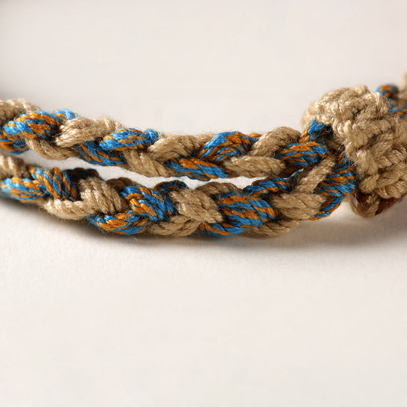 Buddha Stones Tybetańskie koraliki Dzi Ochrona bogactwa Bransoletka pleciona