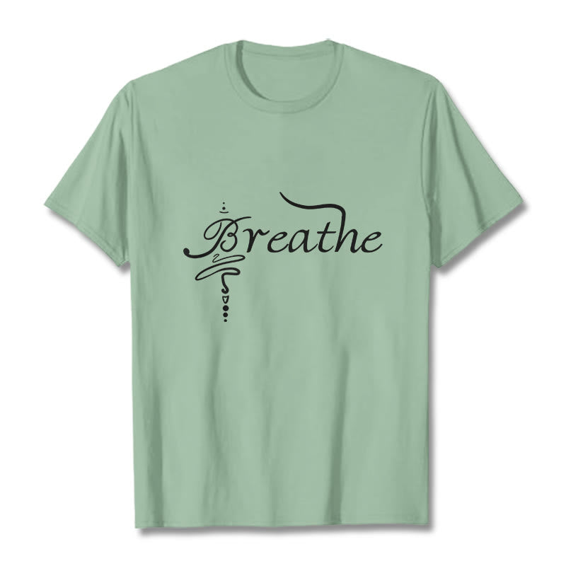 Koszulka z napisem „ Buddha Stones Breathe Word” - PaleGreen - 2XL - image 15