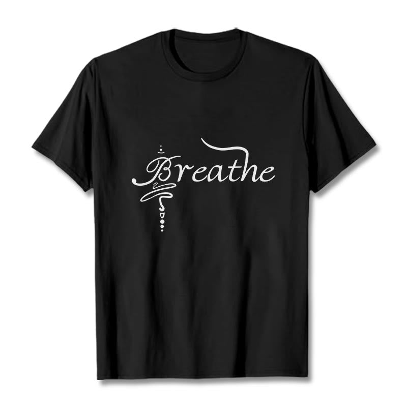 Koszulka z napisem „ Buddha Stones Breathe Word” - Czarny - 2XL - image 1