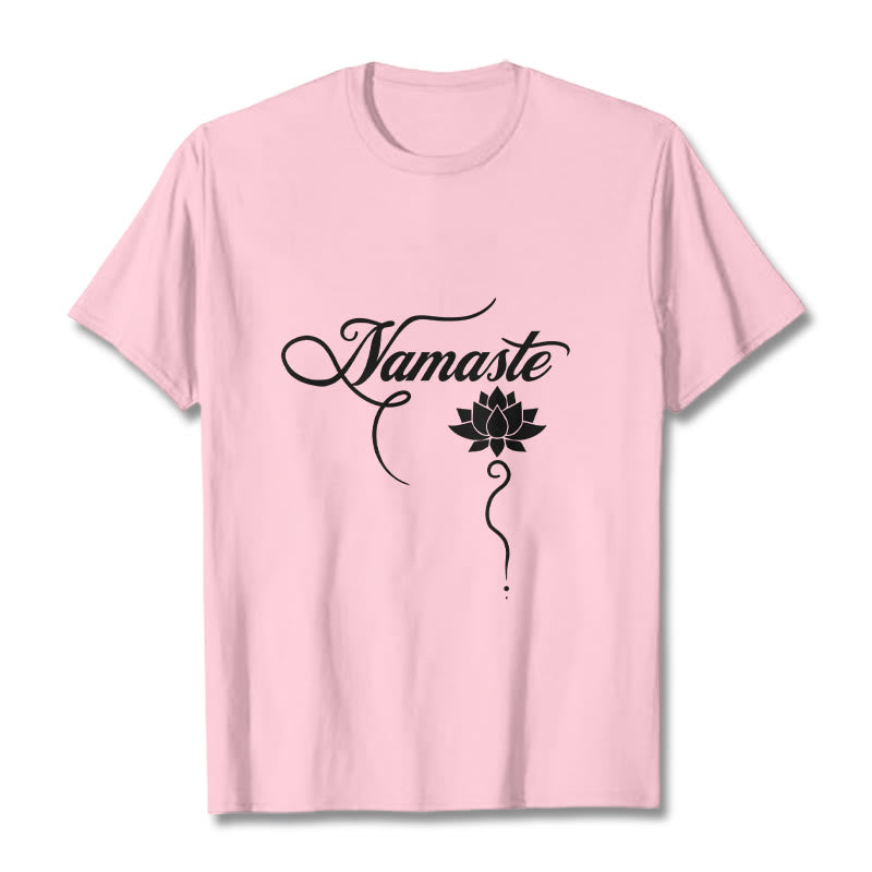 Buddha Stones Koszulka Namaste w języku hindi z motywem lotosu - Jasnoróżowy - 2XL - image 13