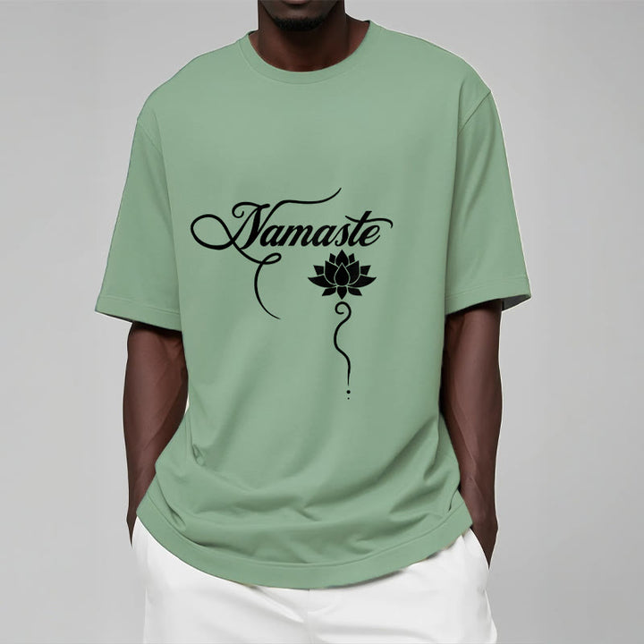 Buddha Stones Koszulka Namaste w języku hindi z motywem lotosu - image 16