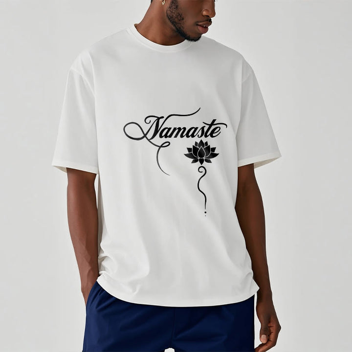 Buddha Stones Koszulka Namaste w języku hindi z motywem lotosu - image 9