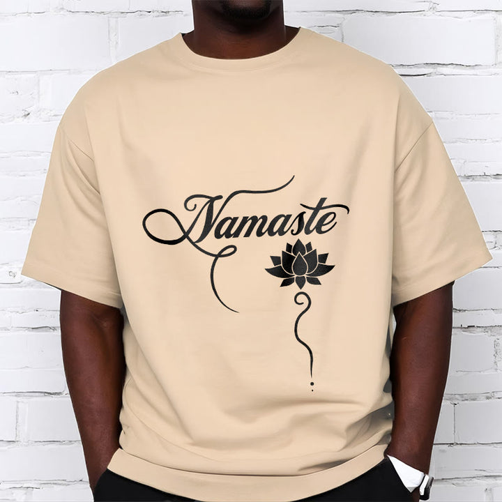 Buddha Stones Koszulka Namaste w języku hindi z motywem lotosu - image 12
