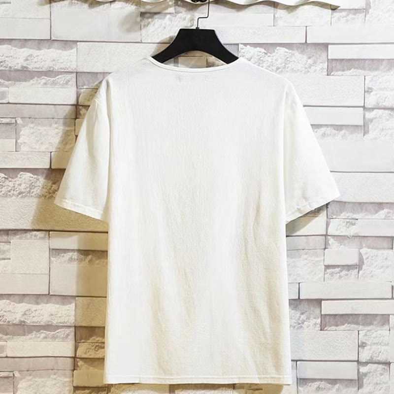 Buddha Stones, 2 sztuki, koszulka z krótkim rękawem, ściągacz, krótkie spodnie z kieszeniami, męski zestaw bawełniano-lnianych ubrań do medytacji - image 4