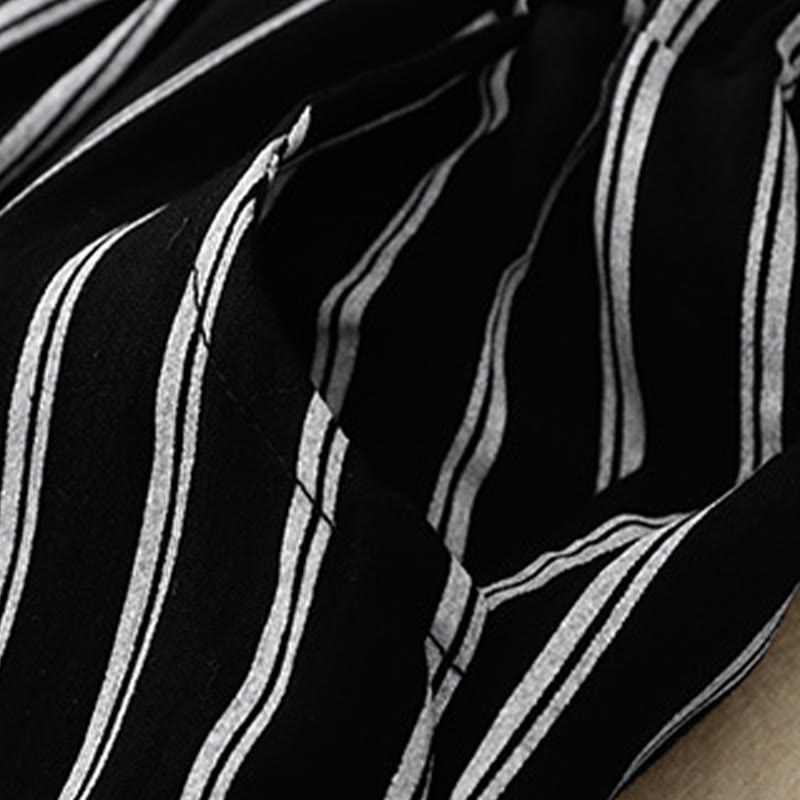 Spodnie damskie Buddha Stones Casual Acrylic Stripe Lace-up z szerokimi nogawkami i kieszeniami
