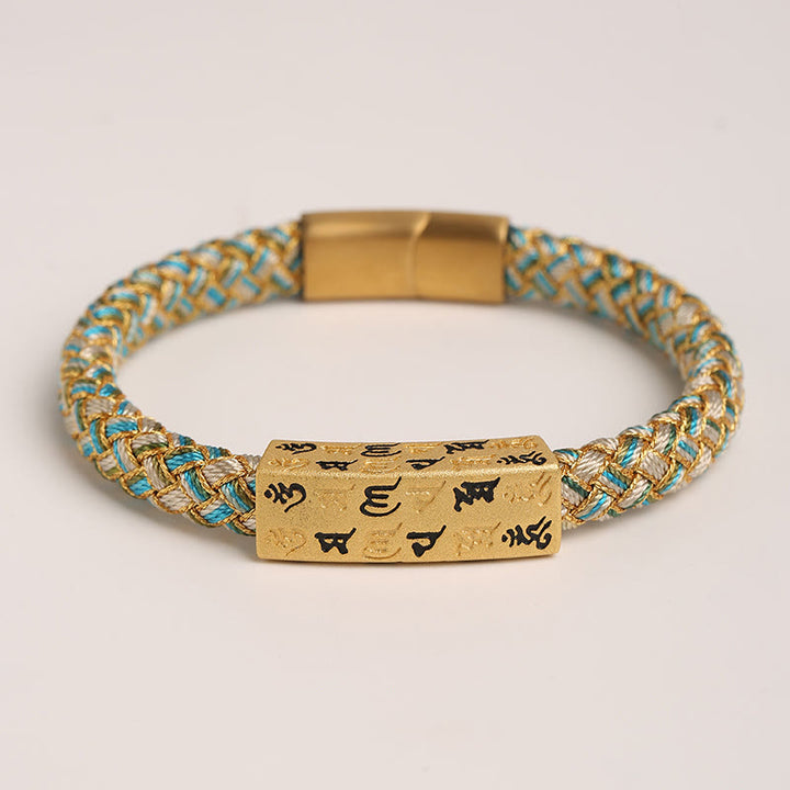 Buddha Stones Tybetańskie Om Mani Padme Hum Różne Kolory Lina Złota Nić Diament Węzeł Szczęścia Bransoletka Klamra